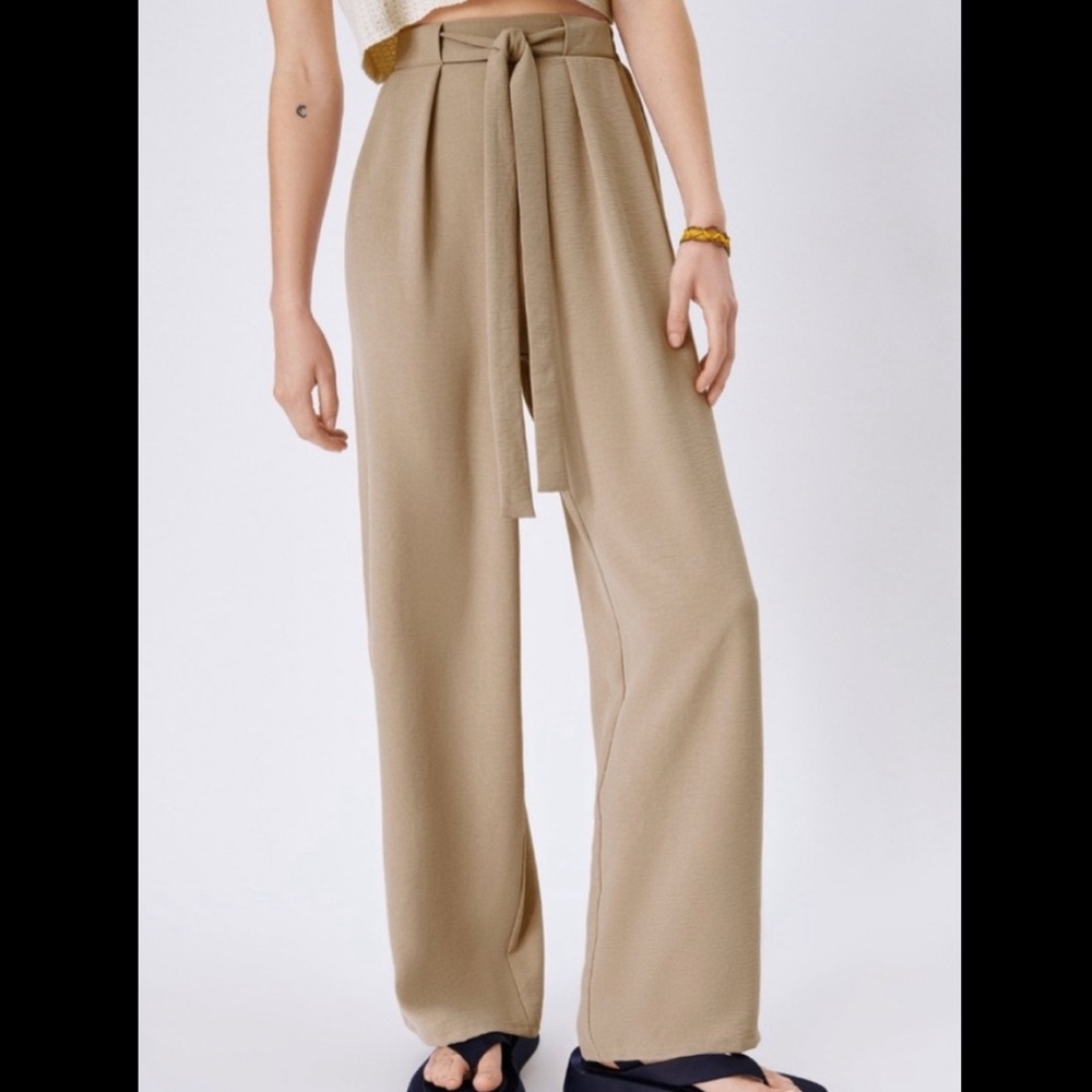 Zara tan flowy pants